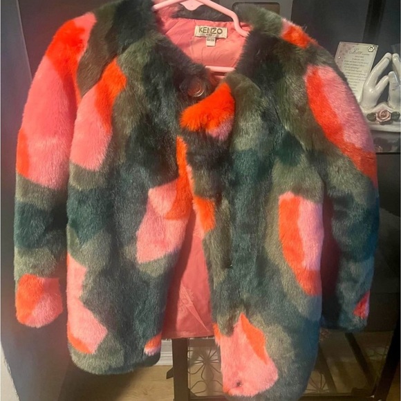 Kenzo Kids- Printed Faux Fur Coat - Picture 2 of 2